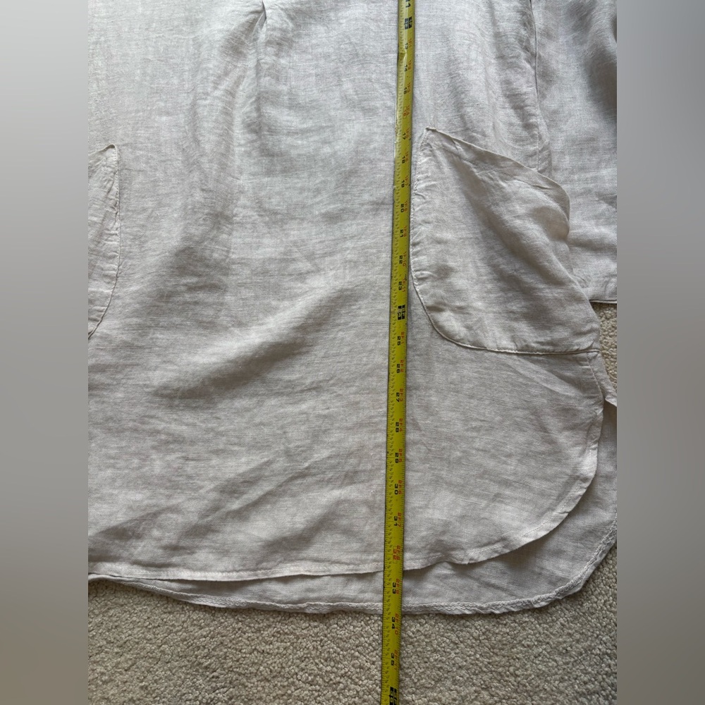 Francesca Bettini 100% Linen Tunic shirt Top Beige Made in Italy Size S - Picture 7 of 8